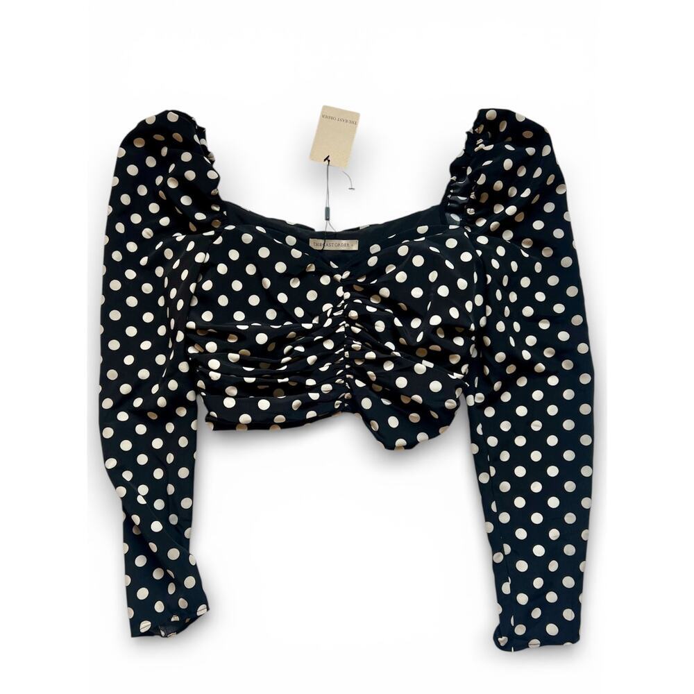 NWT East Order Merci Polka Dot Long Sleeve Top Black/White, Womens Size Large - Picture 1 of 5